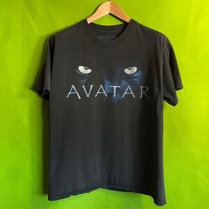 Large 2010 James Cameron Avatar Movie T Shirt Vtg Blue Faded Film Graphic Tee